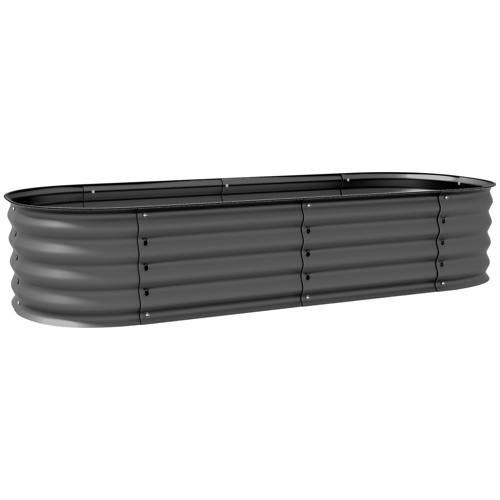 Outsunny 4.9' x 2' x 1' Galvanized Raised Garden Bed Kit, Metal Elevated Planter Box with Safety Edging, Easy DIY for Growing Flowers, Herbs, Succulents, Dark Grey