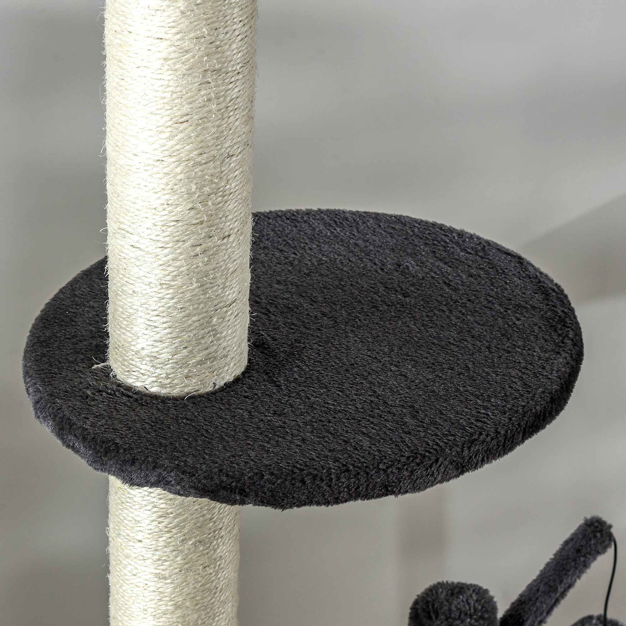 PawHut 106" Huge Cat Tree Floor-to-Ceiling, Cat Climbing Tower, Kitty Activity Center with Scratching Post Board, Hammock, Hanging Ball, Rest Dark Gray