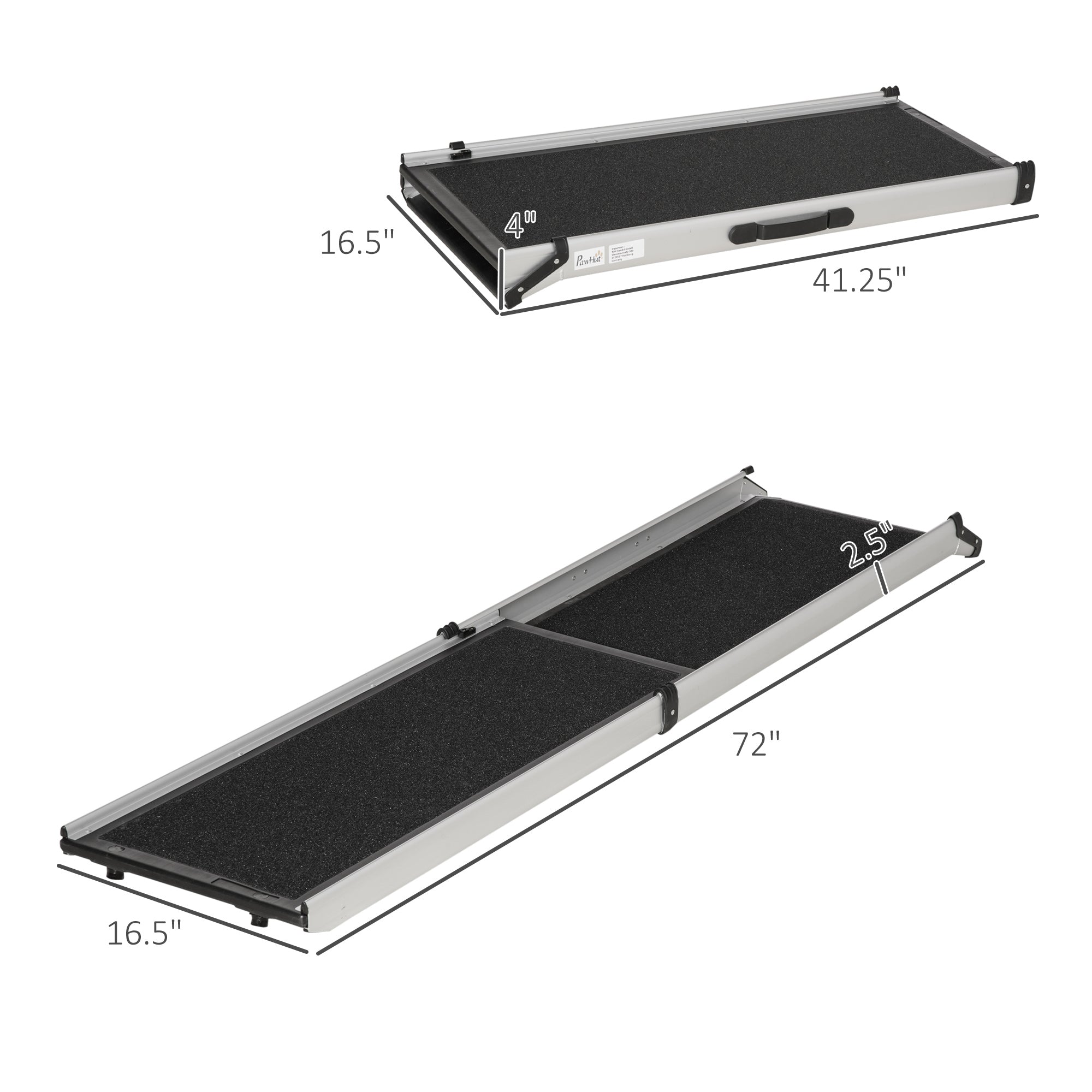 PawHut 72-Inch Portable Folding Dog Ramp for Cars, Trucks, SUVs, Non-Slip Pet Ramp for Large Dogs, Aluminum Frame for up to 200 LBS