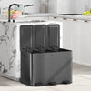 HOMCOM Triple Kitchen Garbage Bin, 3 x 5 Gallon (3 x 20 L) Trash Can with Foot Pedal, Soft-Close Garbage Can with Removable Inner Buckets, Fingerprint-Proof for Kitchen, Black
