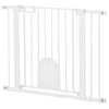 PawHut 30"-41" Extra Wide Pet Gate with Small Door, 30"H Dog Gate with Safety Gate Barrier, Stair Pressure Fit, Auto Close, Double Locking, for Doorways, Hallways, White