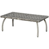 Outsunny 35" Rattan Coffee Table Outdoor Side Table Patio Wicker Furniture, Small Rectangular with All-Weather PE for Garden, Balcony, Backyard, Poolside, Grey
