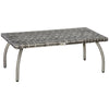 Outsunny 35" Rattan Coffee Table Outdoor Side Table Patio Wicker Furniture, Small Rectangular with All-Weather PE for Garden, Balcony, Backyard, Poolside, Grey