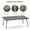 Outsunny 35" Rattan Coffee Table Outdoor Side Table Patio Wicker Furniture, Small Rectangular with All-Weather PE for Garden, Balcony, Backyard, Poolside, Grey