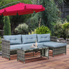 Outsunny 3 Piece Outdoor Patio Furniture Set with Loveseat Sofa, Chaise Lounge, Tempered Glass Table and Cushions, Sectional Wicker Rattan conversation Set for Backyard, Gray