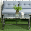 Outsunny 3 Piece Outdoor Patio Furniture Set with Loveseat Sofa, Chaise Lounge, Tempered Glass Table and Cushions, Sectional Wicker Rattan conversation Set for Backyard, Gray