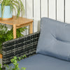 Outsunny 3 Piece Outdoor Patio Furniture Set with Loveseat Sofa, Chaise Lounge, Tempered Glass Table and Cushions, Sectional Wicker Rattan conversation Set for Backyard, Gray