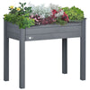 Outsunny 34"x18"x30" Elevated Planter Box with Legs Wooden Patio Raised Garden Bed Outdoor Flower Stand Yard Plant Table Raised Flower Planter w/ Inner Bag Dark Grey
