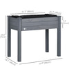 Outsunny 34"x18"x30" Elevated Planter Box with Legs Wooden Patio Raised Garden Bed Outdoor Flower Stand Yard Plant Table Raised Flower Planter w/ Inner Bag Dark Grey