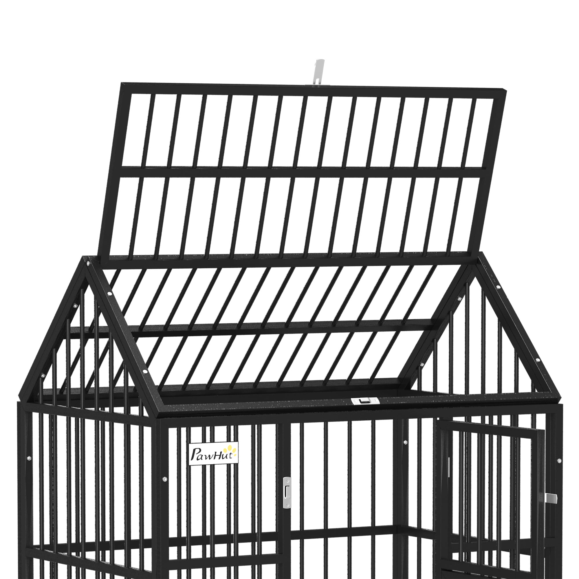 PawHut 43" Heavy Duty Dog Crate, Indoor Outdoor Dog Cage on Wheels with Locks, Removable Tray, Openable Top, 2 Doors, for Large and Extra Large Dog - Black
