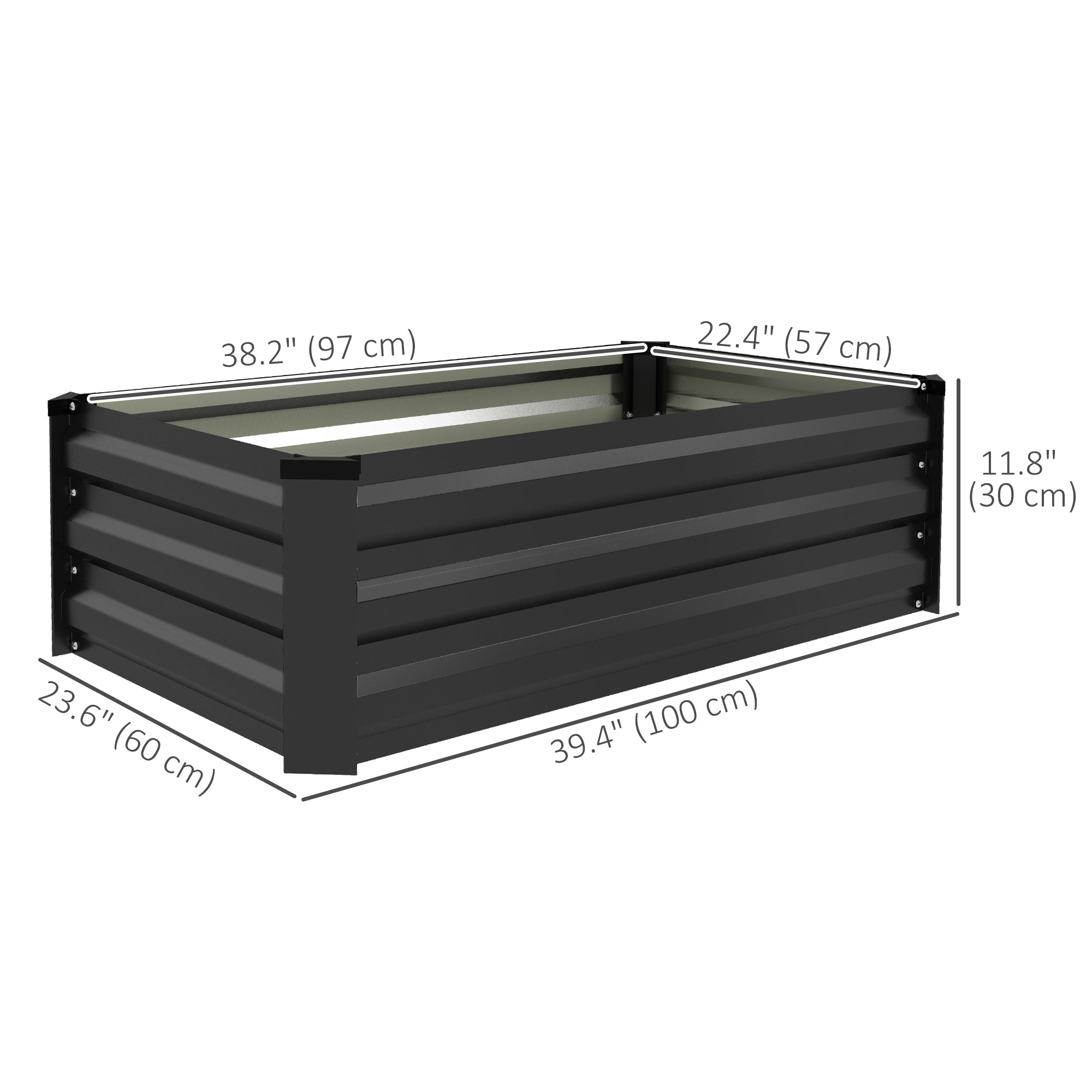 Outsunny Set of 2 Raised Garden Beds, Galvanized Planters for Outdoor Plants, Elevated Planter Box, Easy-to-assemble, for Growing Flowers, Herbs and Vegetables, Grey