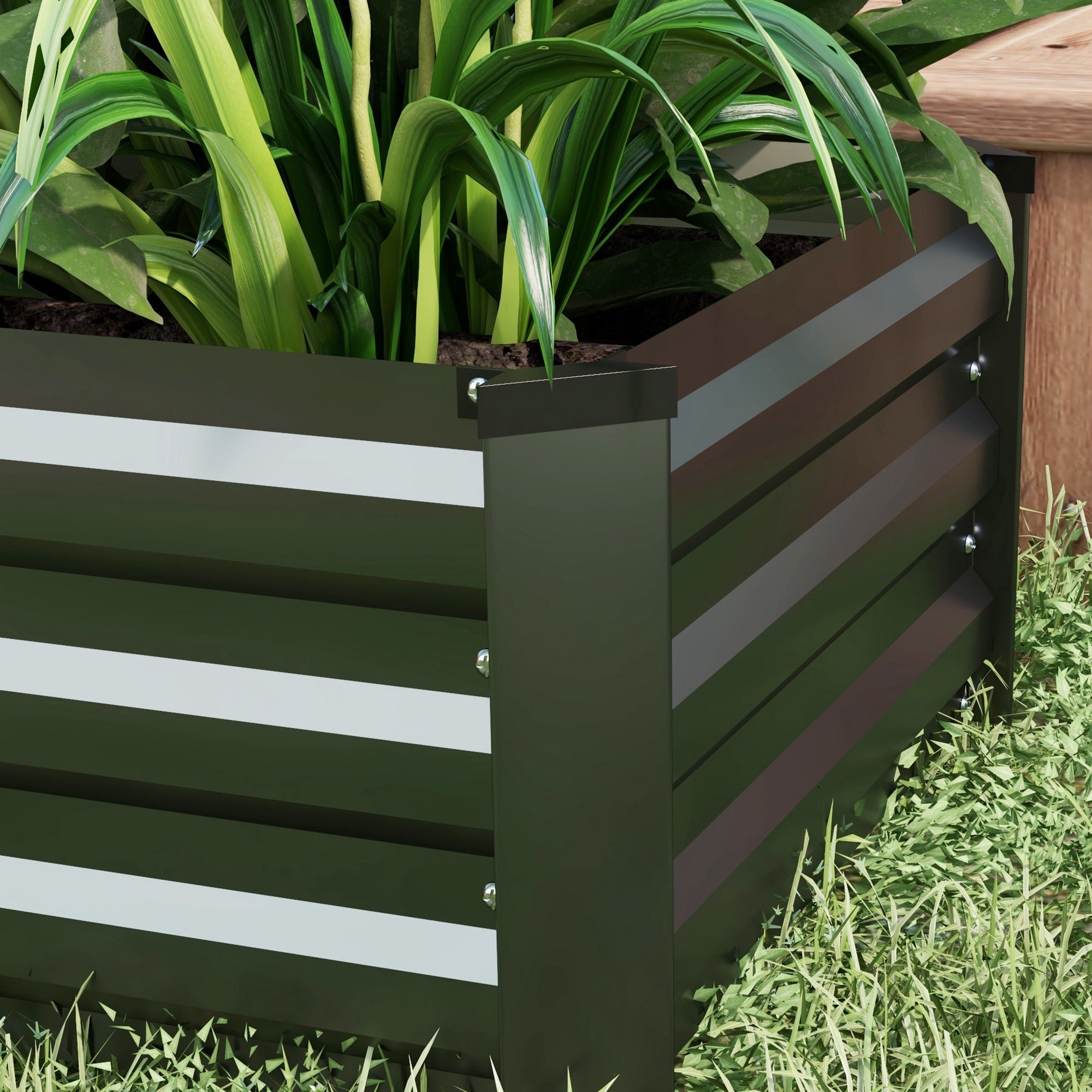 Outsunny Set of 2 Raised Garden Beds, Galvanized Planters for Outdoor Plants, Elevated Planter Box, Easy-to-assemble, for Growing Flowers, Herbs and Vegetables, Grey