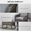 Outsunny Rocking Chair, Outdoor Wicker Chair with Wide Seat and Cushions, Rattan Rocker with Steel Frame for Patio, Garden, Backyard, Grey