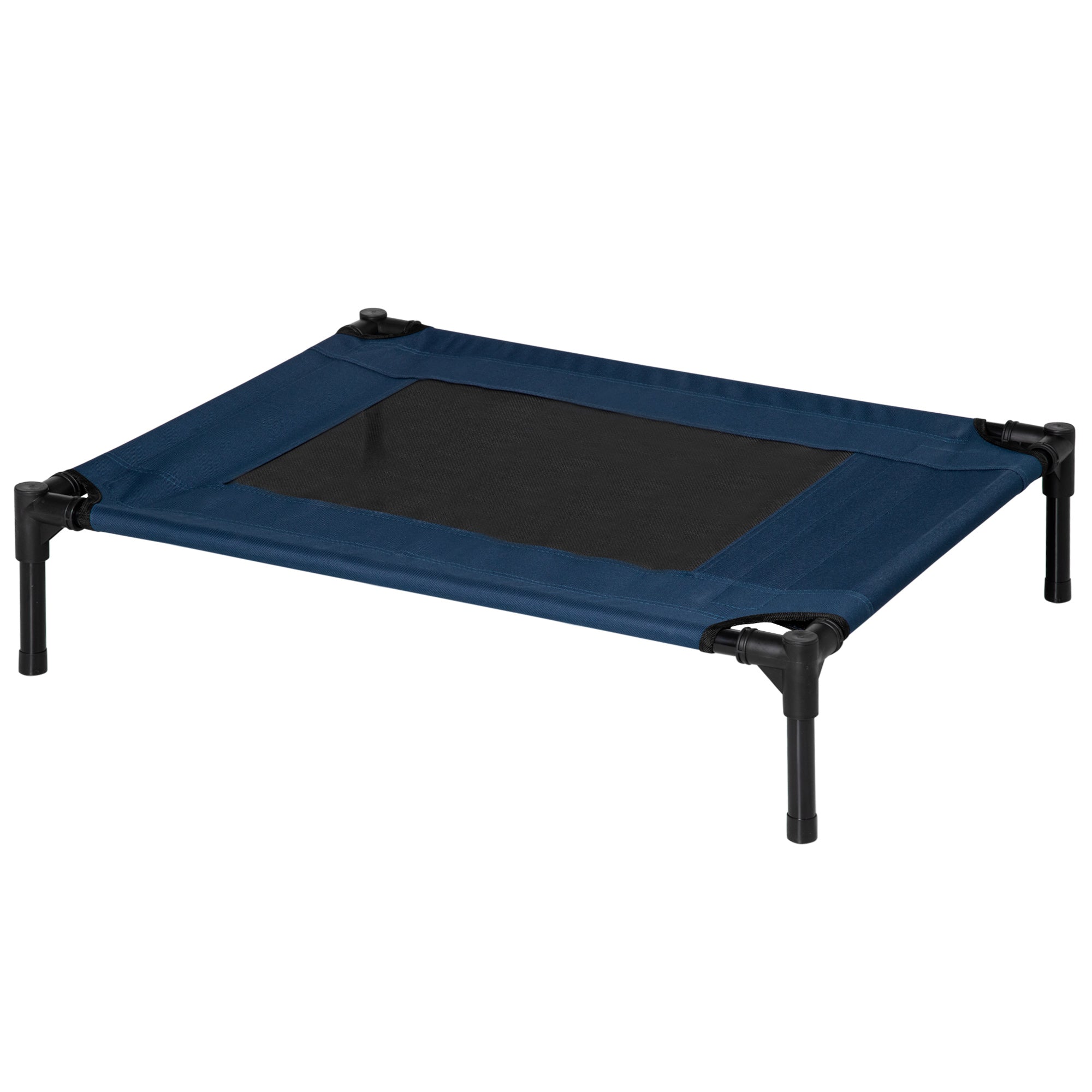 PawHut Raised Dog Bed Cat Elevated Lifted Puppy Pet Elevated Cot Portable Camping Basket – Blue (Medium)