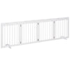 PawHut Freestanding Pet Gate 4 Panel Wooden Dog Barrier Folding Safety Fence with Support Feet up to 80.25" Long 24" Tall for Doorway Stairs White