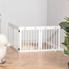 PawHut Freestanding Pet Gate 4 Panel Wooden Dog Barrier Folding Safety Fence with Support Feet up to 80.25" Long 24" Tall for Doorway Stairs White