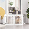 PawHut Freestanding Pet Gate 4 Panel Wooden Dog Barrier Folding Safety Fence with Support Feet up to 80.25" Long 24" Tall for Doorway Stairs White