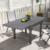 Outsunny Extendable Aluminium Outdoor Dining Table for 4-6 Person, 35"-71" Slatted Metal Patio Table for Garden, Backyard, Deck, Porch, Lawn, Grey