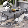 Outsunny Extendable Aluminium Outdoor Dining Table for 4-6 Person, 35"-71" Slatted Metal Patio Table for Garden, Backyard, Deck, Porch, Lawn, Grey