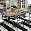 Outsunny Extendable Aluminium Outdoor Dining Table for 4-6 Person, 35"-71" Slatted Metal Patio Table for Garden, Backyard, Deck, Porch, Lawn, Grey