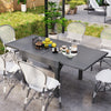 Outsunny Extendable Aluminium Outdoor Dining Table for 4-6 Person, 35"-71" Slatted Metal Patio Table for Garden, Backyard, Deck, Porch, Lawn, Grey