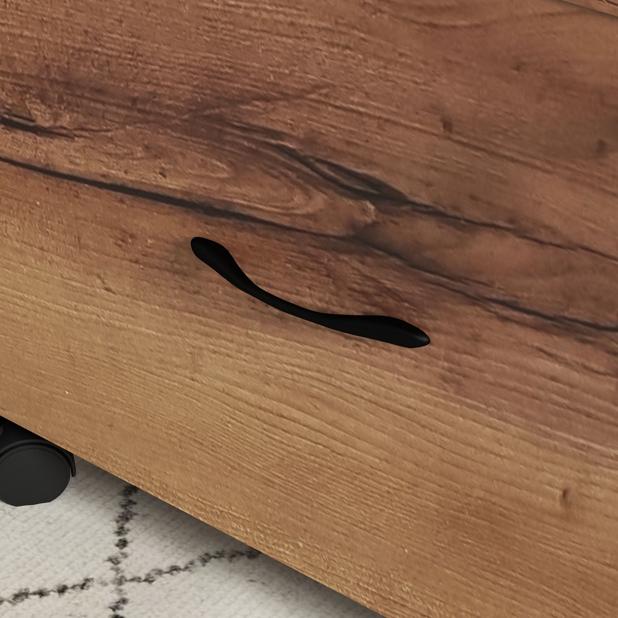 Vinsetto Vertical Filing Cabinet with Wheels, 26.2" Tall File Cabinet with 2 Drawers, Open Shelf, Hanging Bars for Letter and A4 Size, Industrial Printer Stand, Rustic Brown