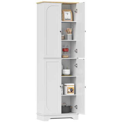 HOMCOM 72" Tall Pantry Cabinet, Kitchen Pantry Storage Cabinet with Adjustable Shelves, Freestanding Storage Cabinet with Recessed Arched Doors, White