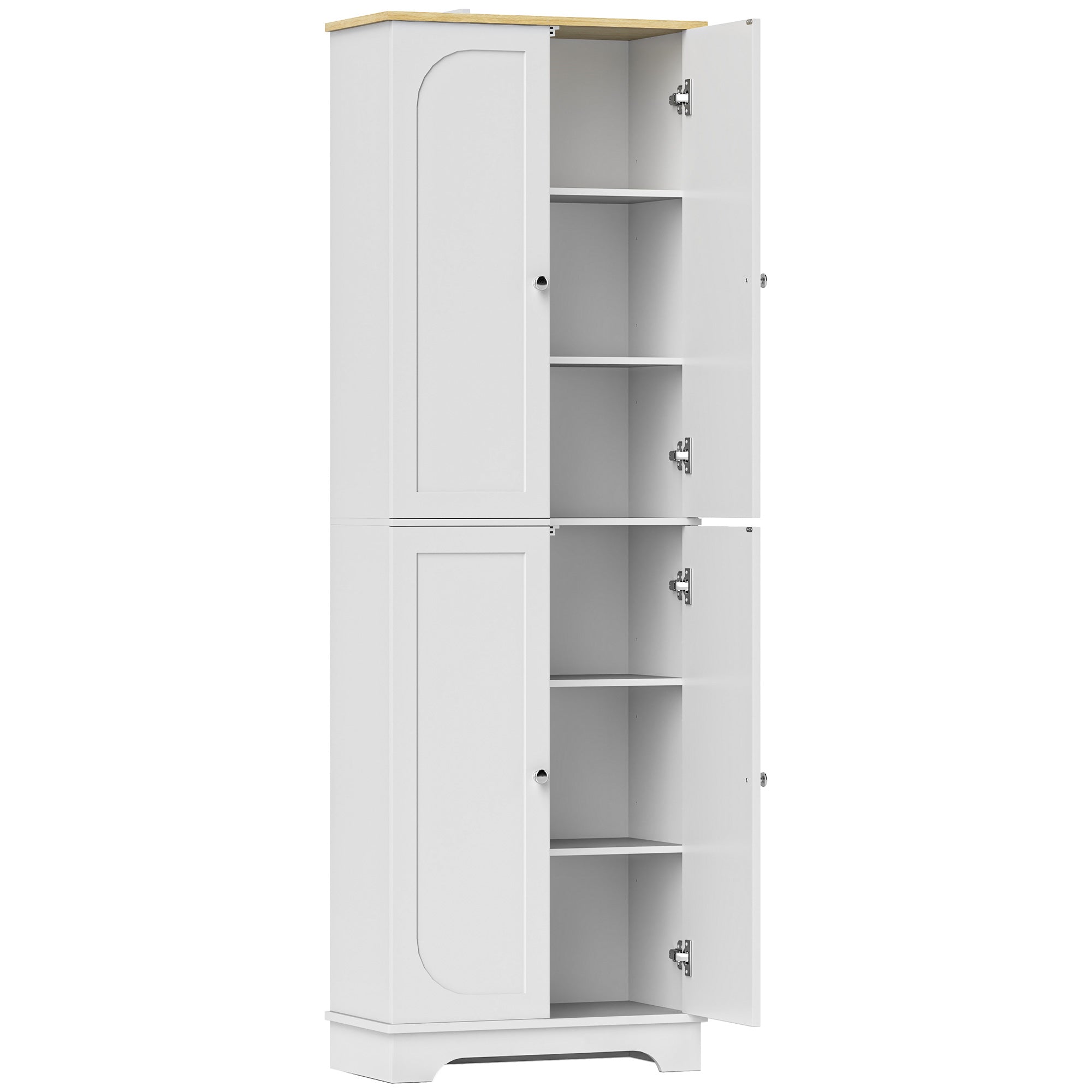 HOMCOM 72" Tall Pantry Cabinet, Kitchen Pantry Storage Cabinet with Adjustable Shelves, Freestanding Storage Cabinet with Recessed Arched Doors, White