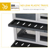 PawHut Wooden Rabbit Hutch Elevated Pet House Bunny Cage Small Animal Habitat with Slide-out Tray Lockable Door Openable Top for Indoor 58" x 18" x 35" Grey