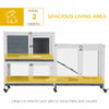 PawHut Wooden Rabbit Hutch Elevated Pet House Bunny Cage Small Animal Habitat with Slide-out Tray Lockable Door Openable Top for Indoor 58" x 18" x 35" Grey