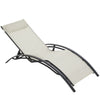 Outsunny Patio Lounge Chair, Aluminum Reclining Outdoor Tanning Chair with 5-Level Adjustable Backrest, Head Pillow and Breathable Mesh Fabric, for Pool, Deck, Garden, Beige