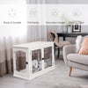 PawHut 32" Wooden Dog Crate Furniture Dog Cage, Modern Side Table Pet Kennel with Double Lockable Door, 32" L x 23" W x 26" H, White