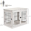 PawHut 32" Wooden Dog Crate Furniture Dog Cage, Modern Side Table Pet Kennel with Double Lockable Door, 32" L x 23" W x 26" H, White