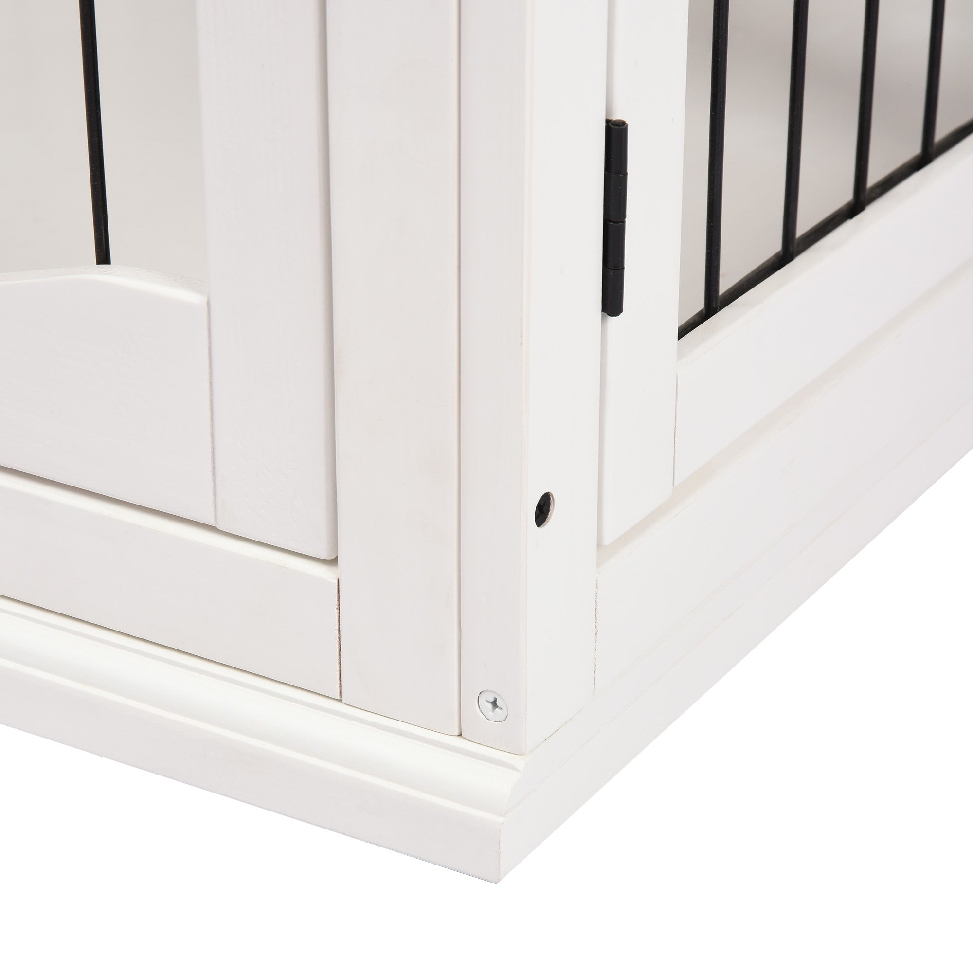 PawHut Dog Crate Furniture, Small Dog Cage End Table with Two Opening Sides, Lockable Door, Puppy Kennel Indoor, Cute and Decorative, Pure White