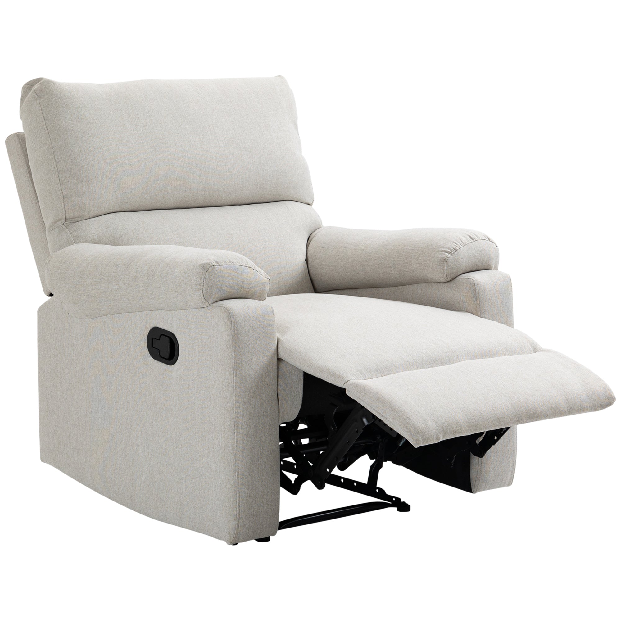HOMCOM Reclining Chair, Manual Recliner Chair with Padded Seat, Footrest for Living Room, Study, Bedroom, Cream White