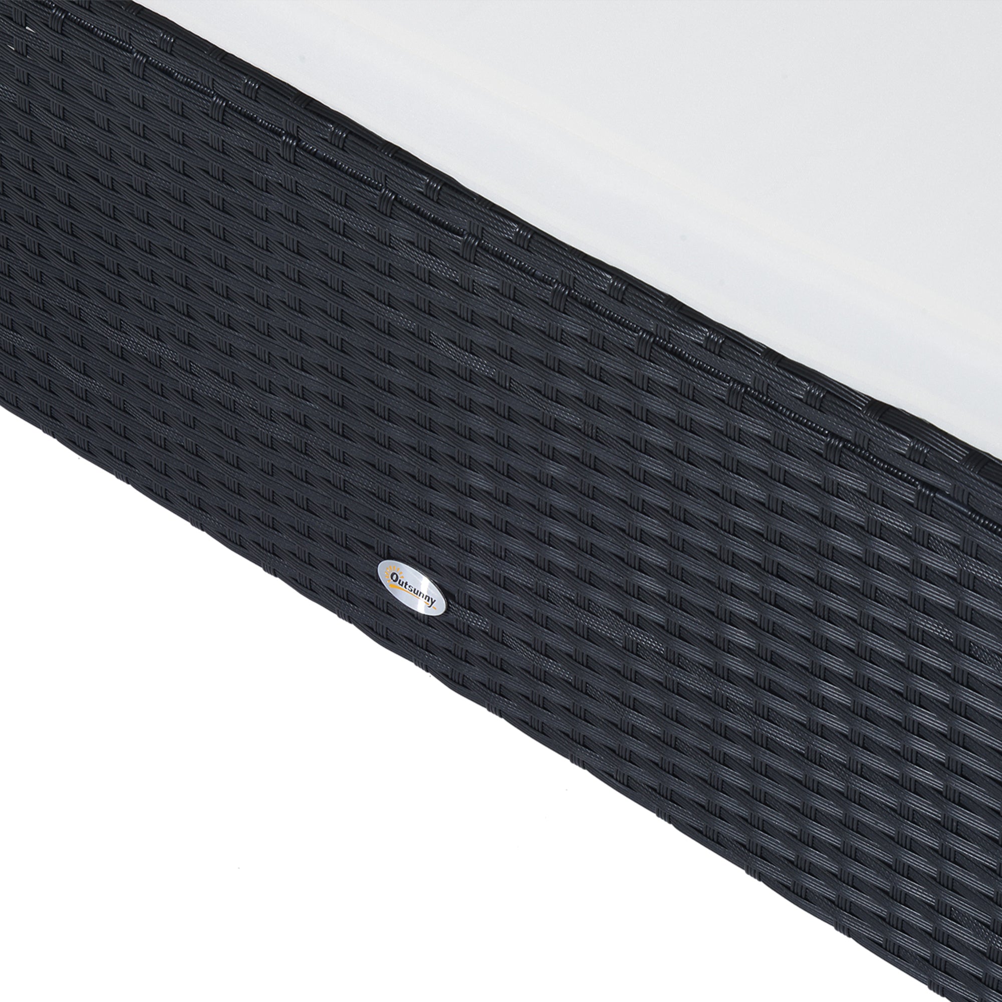 Outsunny 2 Pieces Wicker Patio Furniture Set with Double Ottoman, Outdoor PE Rattan Conversation Set with Loveseat and Two Seat Ottoman, Cream White