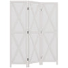 HOMCOM 3 Panel Room Divider, 5.6 Ft Folding Privacy Screen, Freestanding Wooden Wall Partition for Bedroom, Office, White