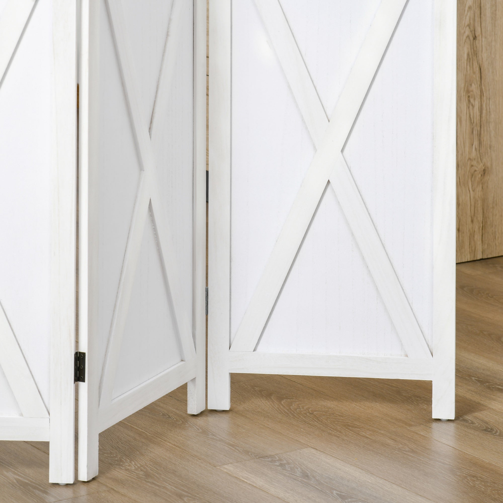 HOMCOM 3 Panel Room Divider, 5.6 Ft Folding Privacy Screen, Freestanding Wooden Wall Partition for Bedroom, Office, White