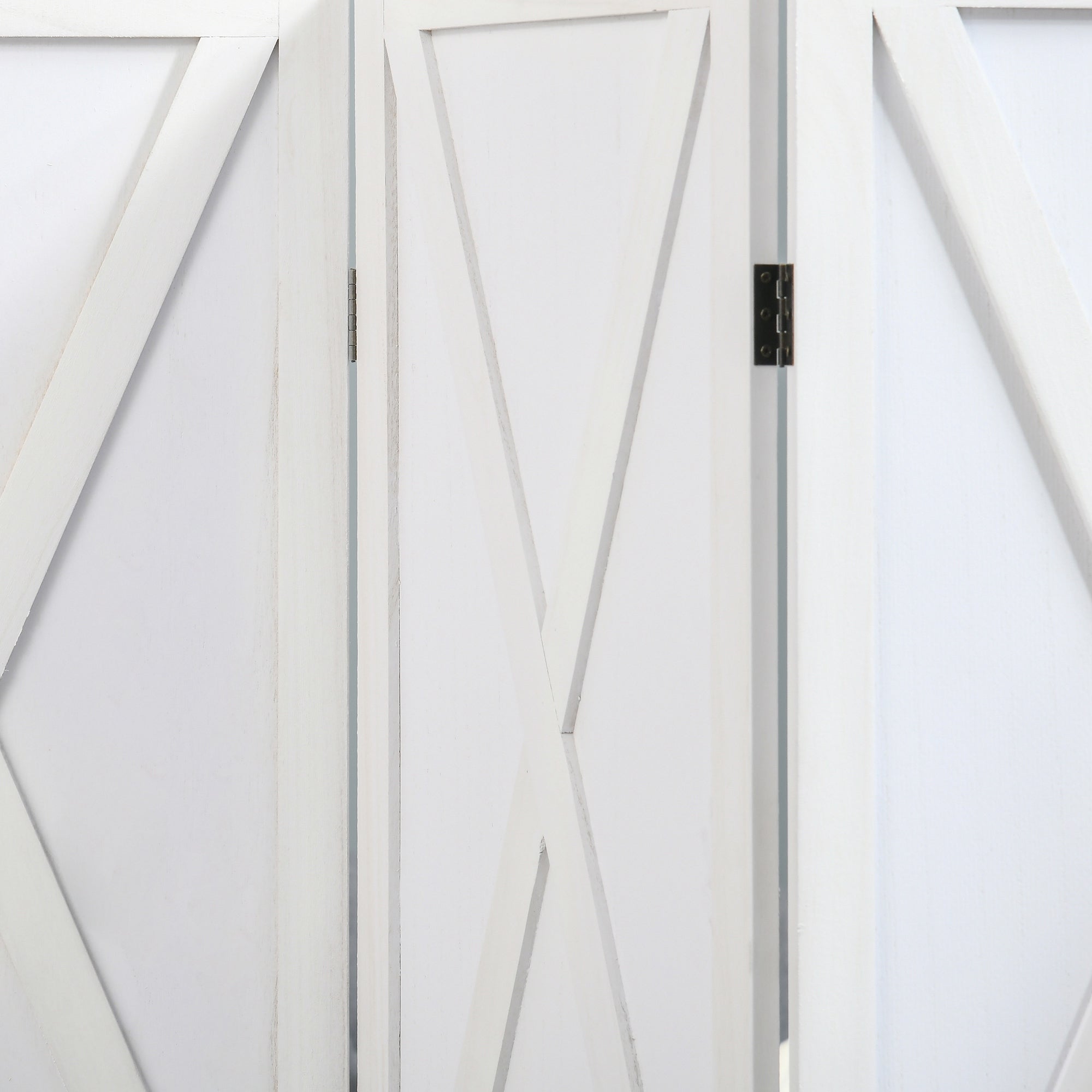 HOMCOM 3 Panel Room Divider, 5.6 Ft Folding Privacy Screen, Freestanding Wooden Wall Partition for Bedroom, Office, White