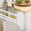 HOMCOM Kitchen Island on Wheels, Rolling Kitchen Cart with Rubber Wood Top, Towel Rack, Spice Rack, Storage Drawer and Cabinet, White