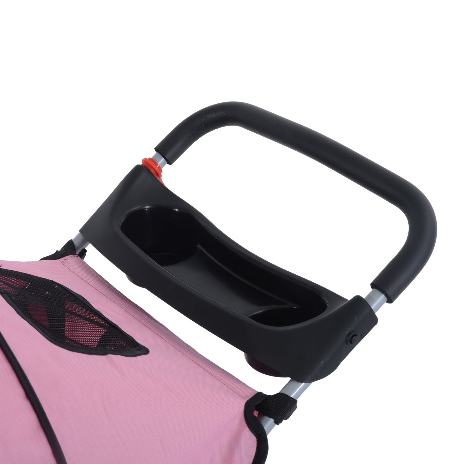 PawHut Dog Stroller, 3 Wheels Foldable Cat Dog Pram with Cup Holder, Storage Basket, Pet Stroller for Small Miniature Dogs, Pink