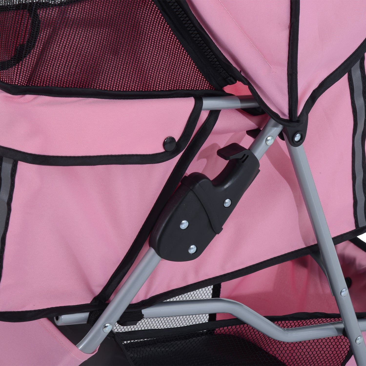 PawHut Dog Stroller, 3 Wheels Foldable Cat Dog Pram with Cup Holder, Storage Basket, Pet Stroller for Small Miniature Dogs, Pink