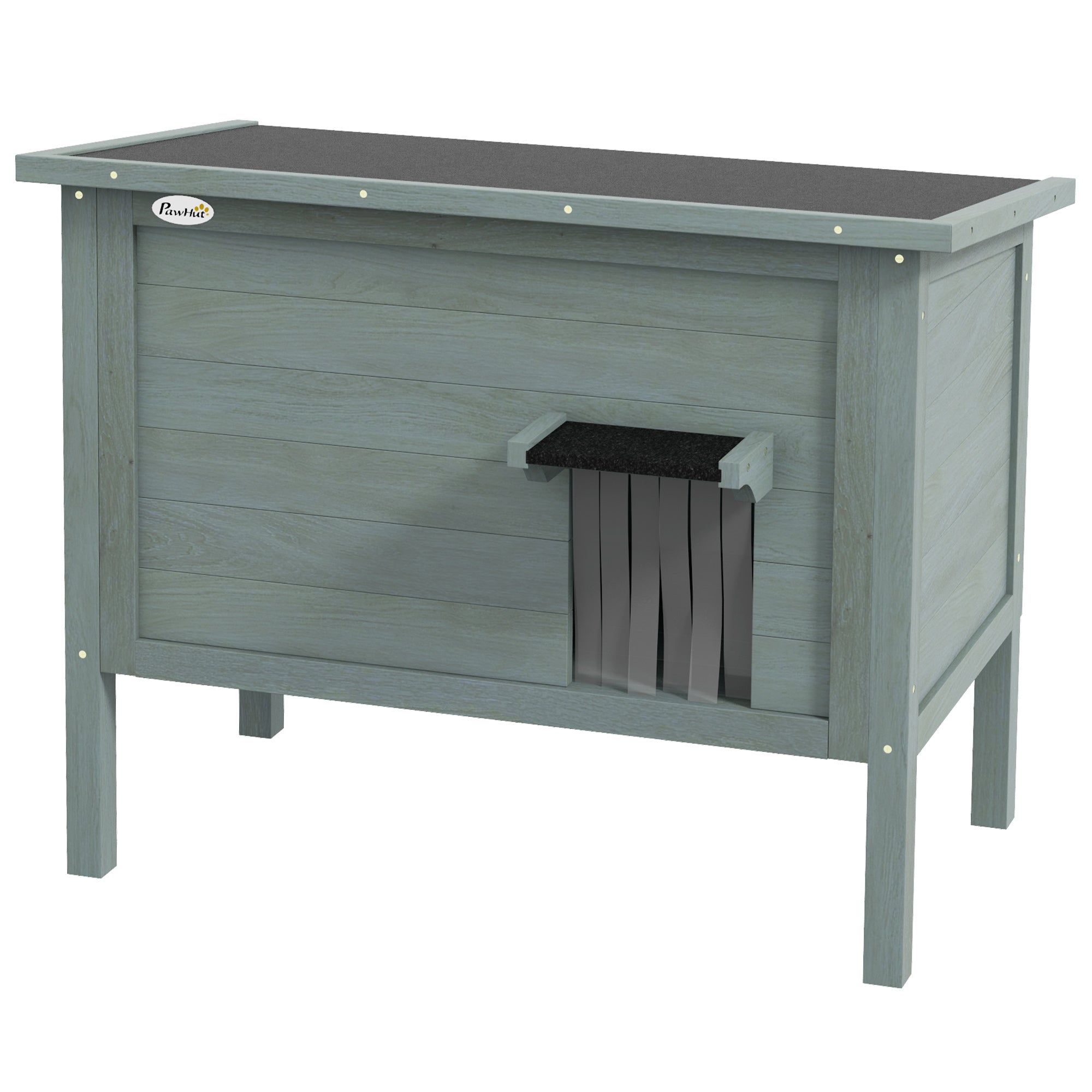 PawHut Outdoor Cat House, Feral Insulate Wooden Kitten House with Removable Floor, Water-Resistant Openable Roof, 85 x 50 x 68.5cm - Charcoal Grey