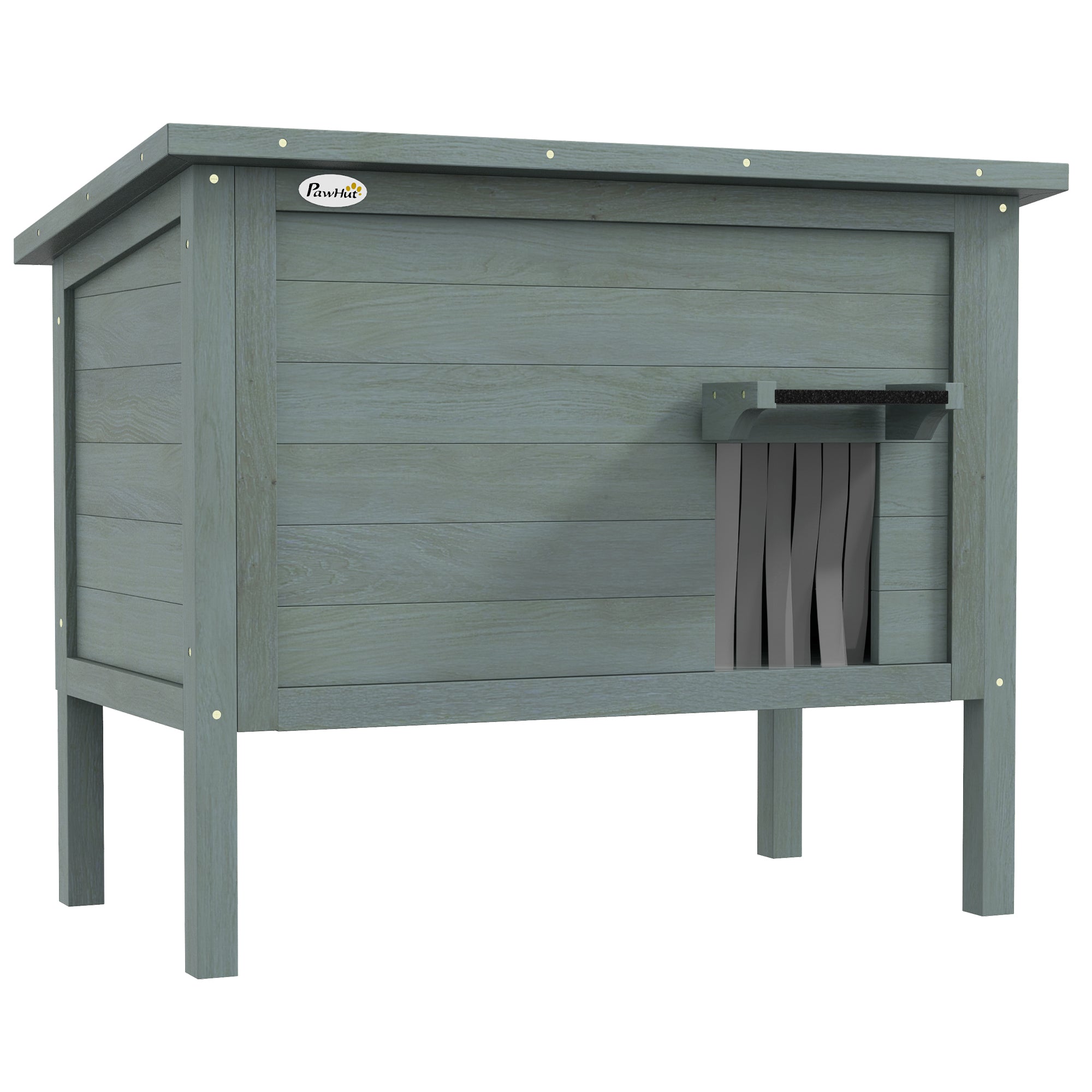 PawHut Outdoor Cat House, Feral Insulate Wooden Kitten House with Removable Floor, Water-Resistant Openable Roof, 85 x 50 x 68.5cm - Charcoal Grey