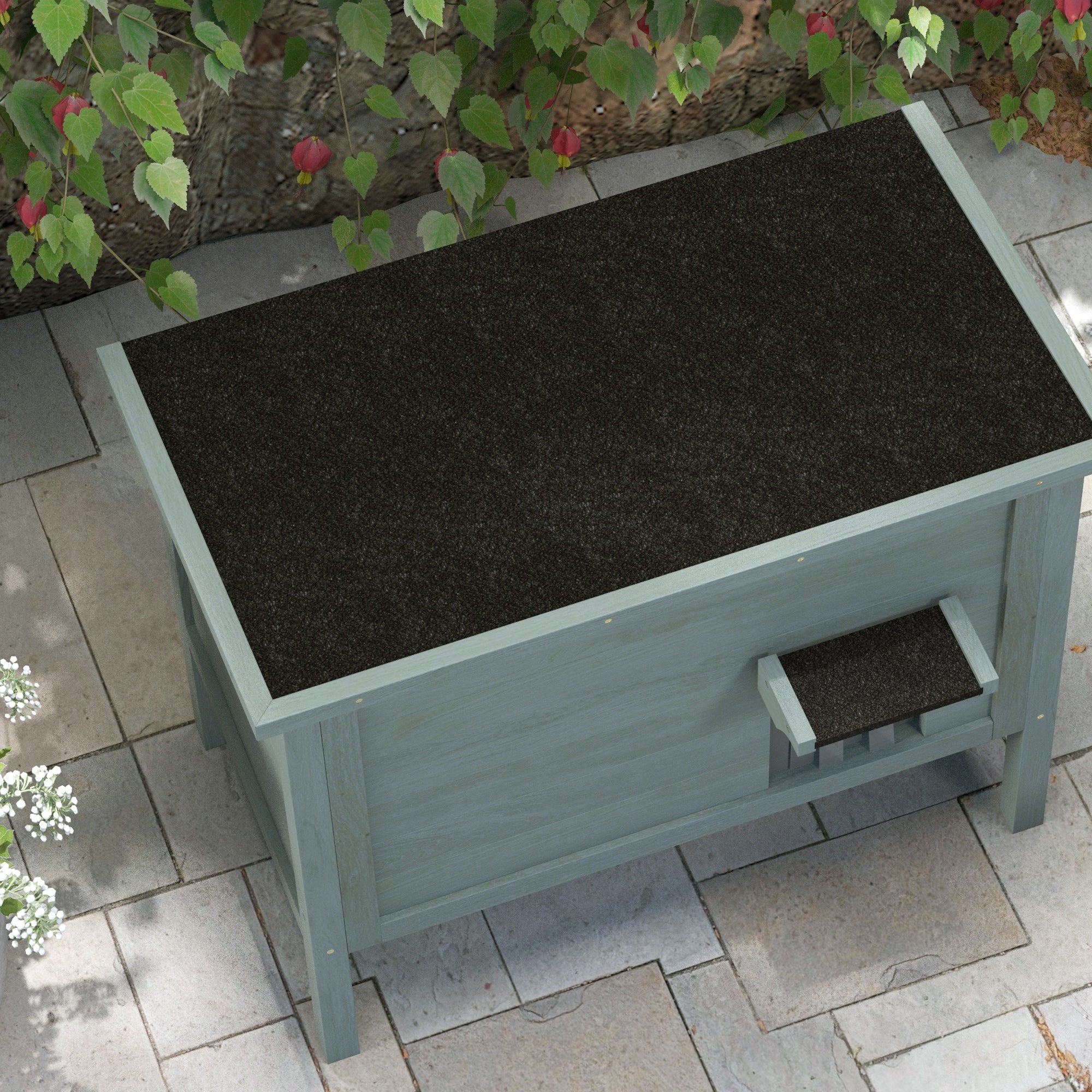 PawHut Outdoor Cat House, Feral Insulate Wooden Kitten House with Removable Floor, Water-Resistant Openable Roof, 85 x 50 x 68.5cm - Charcoal Grey
