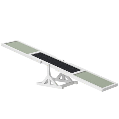 PawHut Wood Pet Seesaw Platform Dog Agility Training Equipment Run Game Toy Weather Resistant Pet Supplies White