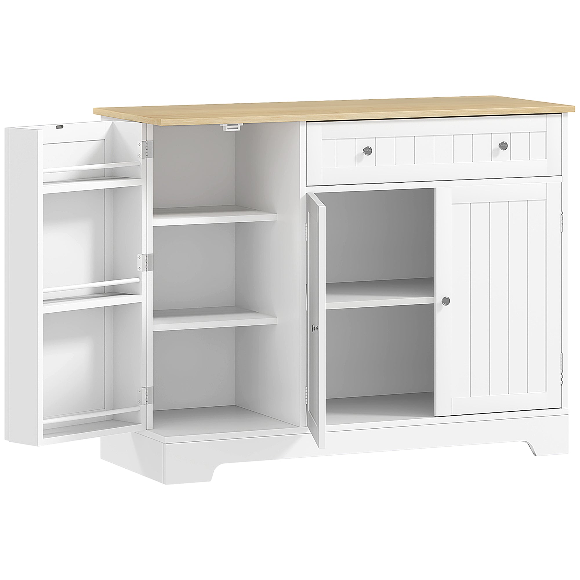 HOMCOM Modern Coffee Bar Cabinet with Storage, Sideboard Buffet Cabinet with  Drawer, Adjustable Shelves, Small Kitchen Pantry with Door Shelves, White