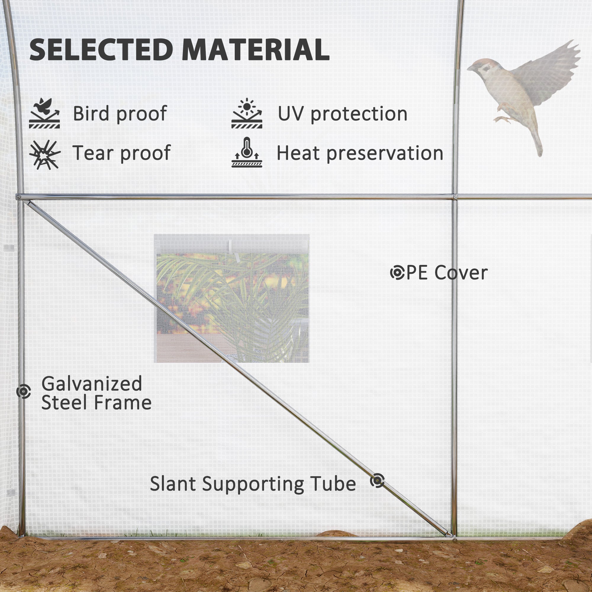 Outsunny 11.5' x 6.6' x 6.6' Portable Walk-In Tunnel Greenhouse, Garden Plant Growing Warm House, Outdoor Seed Flower Vegetable Growth Tent, White