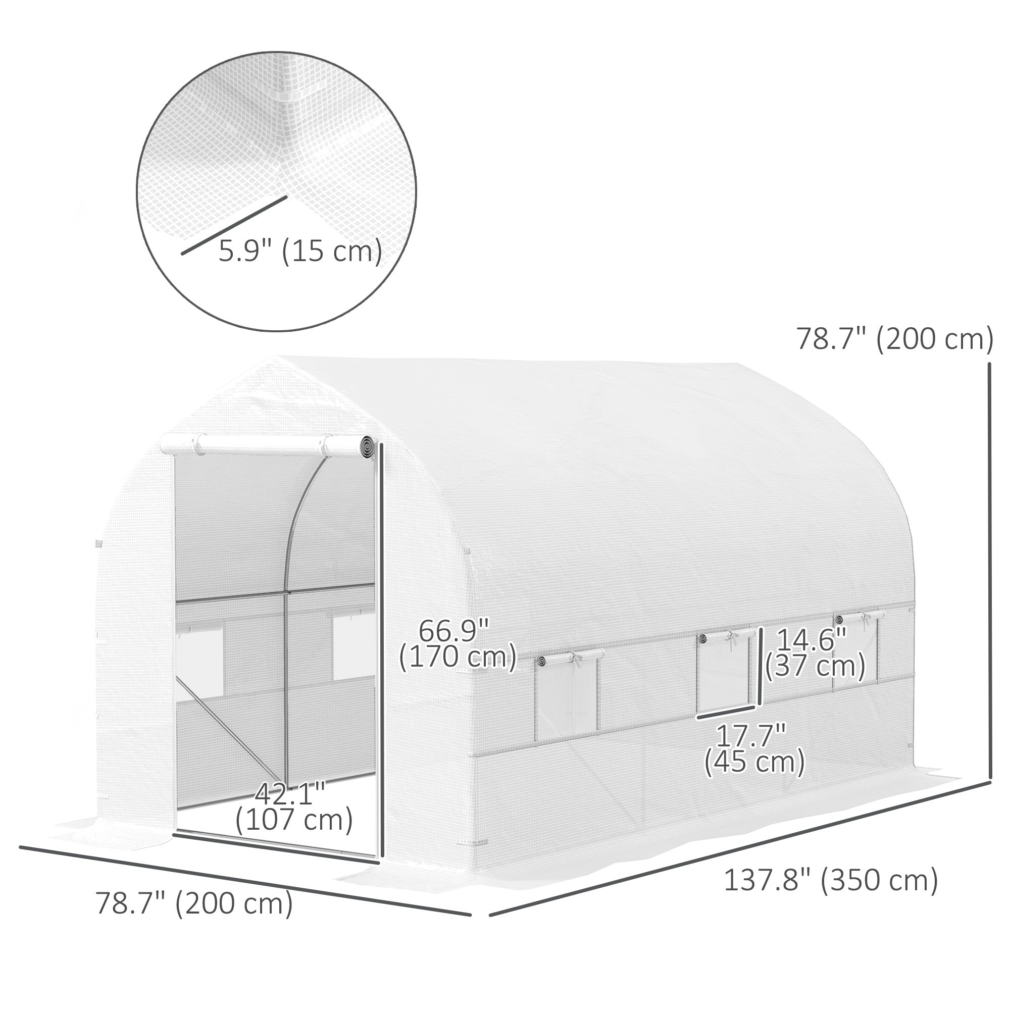Outsunny 11.5' x 6.6' x 6.6' Portable Walk-In Tunnel Greenhouse, Garden Plant Growing Warm House, Outdoor Seed Flower Vegetable Growth Tent, White