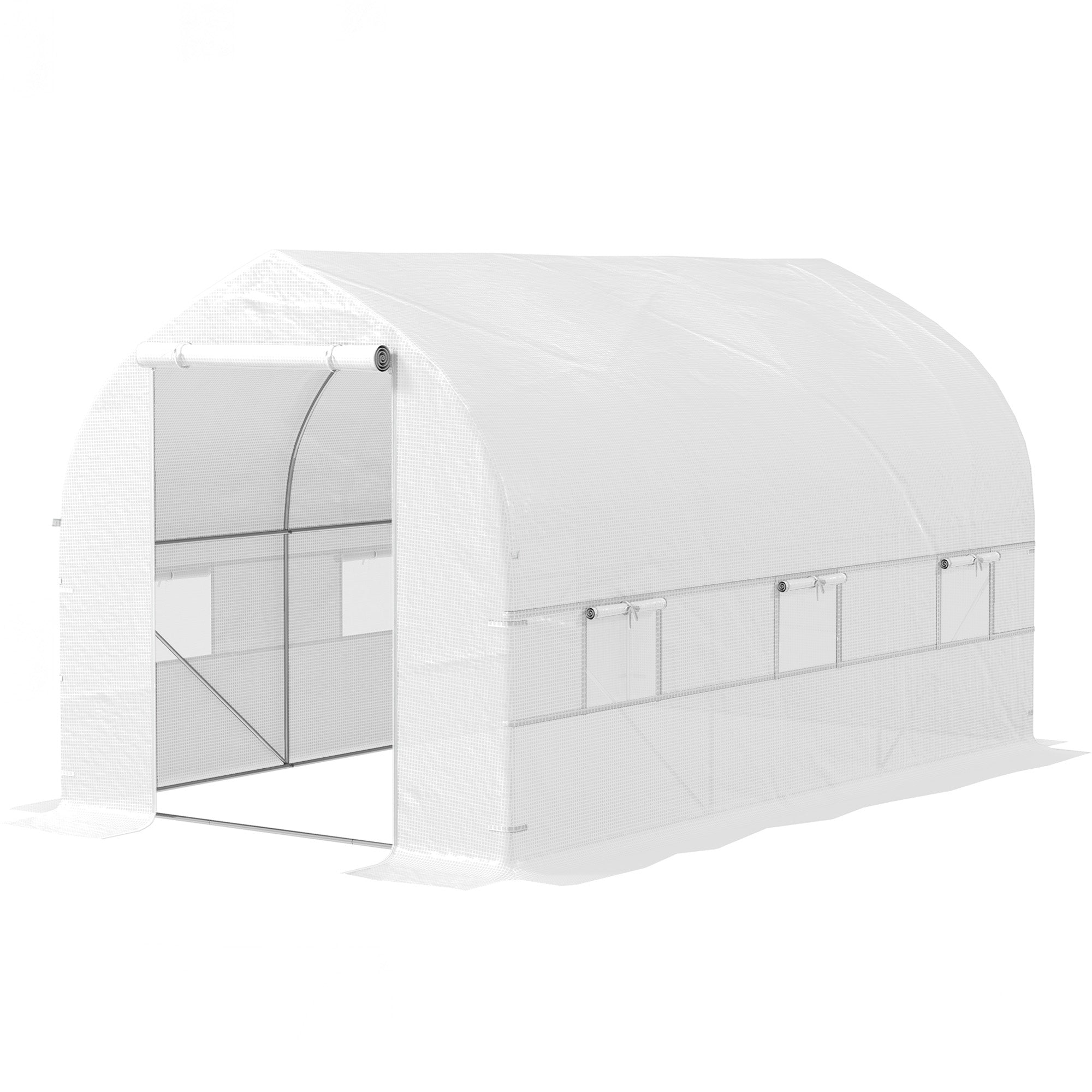 Outsunny 11.5' x 6.6' x 6.6' Portable Walk-In Tunnel Greenhouse, Garden Plant Growing Warm House, Outdoor Seed Flower Vegetable Growth Tent, White